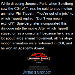 ultrafacts:    When Spielberg and Tippett saw an animatic of