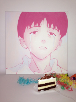 dearninety:  happy birthday, dear Ikari Shinji acrylic on canvas,