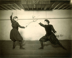 shewhoworshipscarlin:   Fencing women, 1890, University of Iowa.