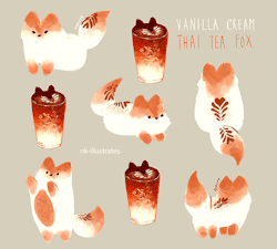 nk-illustrates: Vanilla Cream Thai Tea Fox.