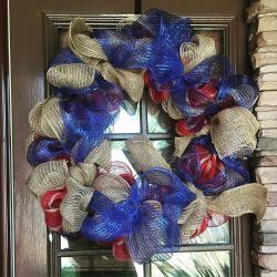 Memorial Day/ Summertime wreath has been made and is hangin on