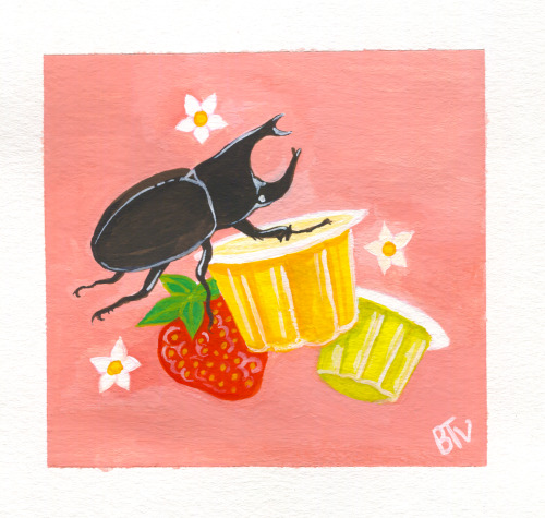 bugbart: 🍓🍮🐞🌼beetle jelly! (gouache on watercolor