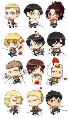 New SnK character stickers (Part of the new Lawson Japan sweepstakes