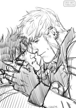 cris-art:  “No”, A sketch Wiccan and Hulkling.I hope