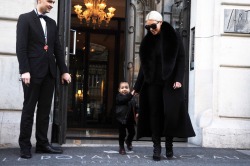 kuwkimye:  Kim & North leaving their hotel in Paris - March
