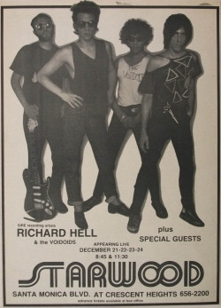 zombiesenelghetto:  Richard Hell and the Voidoids, flyer for