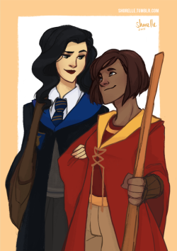 theyaoiyurialliance:korra + asami - hogwarts AU by shorelle The