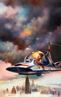 70sscifiart:  Boris Valejo - Air Cab 