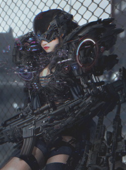 metal-maniac-starship-mechanic:  Cyberpunks with Cyber Guns by
