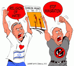 lovemeena:  He is Cartoonist, Carlos Latuff. He draws cartoons