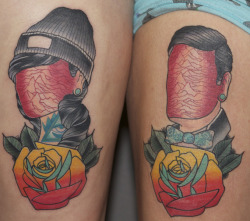 fuckyeahtattoos:  matching joy division pieces by jay joree at
