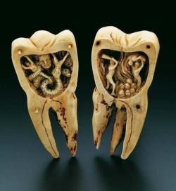 sixpenceee:  “The Tooth Worm as Hell’s Demon” is a carving