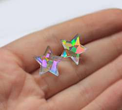 littlealienproducts:  Hologram Star Post Earrings // Ű 