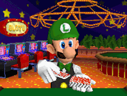 suppermariobroth:  Luigi shuffling up for one of his casino minigames
