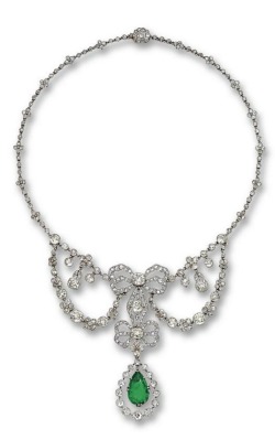 ephemeral-elegance:  Emerald and Diamonds Garland Necklace, ca.