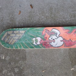 Top of a skate board deck for sale. Clear grip tape has been