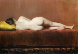 itriedtogettoyou:William Merritt Chase, Nude recumbent, 1888Paul