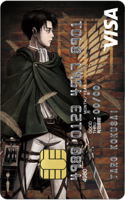 New Shingeki no Kyojin VISA cards featuring the Survey Corps