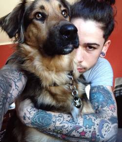 ink-n-severedties:  Hangin’ #bestbuds #dogs #piercings #plugs