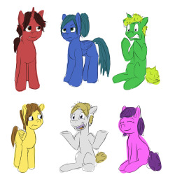 Sketches from today’s stream.  Some Gokai ponies in celebration