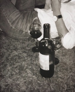 thefashiondiary: Starting the evening by drinking some wine laying