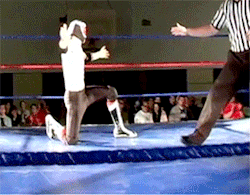 mithen-gifs-wrestling:  Be nice!  Kevin Steen admonishes a fan