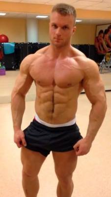 muscletits:  Hard muscles. He can take it twice as much as any