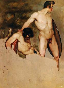 hadrian6:  Academic Study of Two Male Nudes.  1820-24. Placido