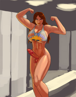 futanariobsession:  Leona shows off her big muscles by AKA6 See