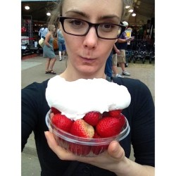 About to devour strawberries & cream at the #minnesotastatefair
