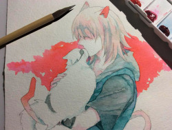 ah-rah:  Trying new brush and watercolor ink mmm ~ 