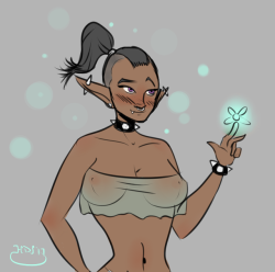 A quick little doodle of Thessa and some… ethereal fireflies?