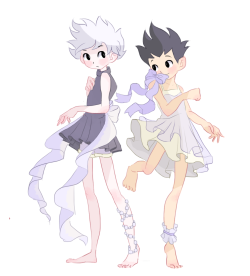 milcs:  i knew i was going to draw them in dresses sooner or
