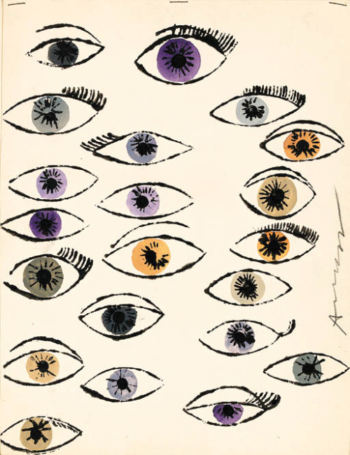 desimonewayland: Andy Warhol Eyes - drawn circa 1950s Watercolor,