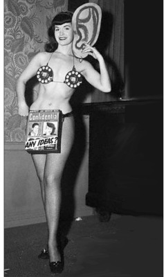 pinups-gogo:  Bettie Page, 1950s - pin up for Confidential magazine