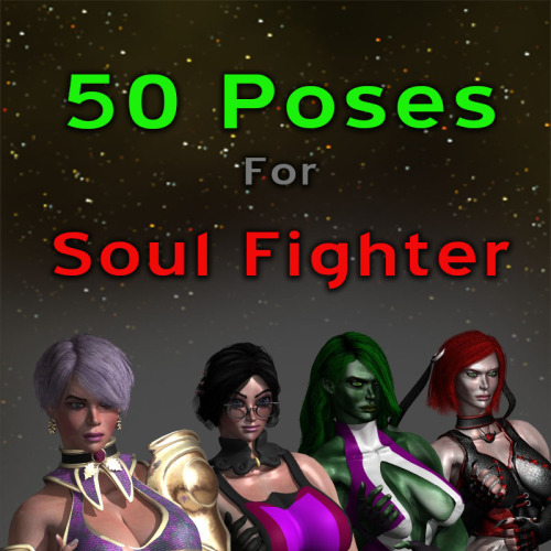 Your Soul Fighter now has 50 poses to go along with it!  Compatible & Recommended for creatives who use Lightwave 3D 9.2 or above. Check it out! 50 Poses For Soul Fighter  http://3deroti.ca/50-Poses-For-Soul-Fighter