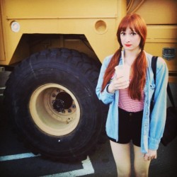 lovelybadthings:  Today Lauren found a really big tire. Like