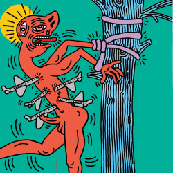 igormaglica:Keith Haring (1958–1990), Saint Sebastian, 1984.acrylic