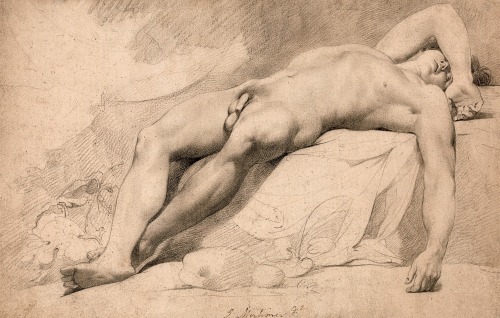 hadrian6:  Academic Study - Reclining Male Nude. 1773. John Hamilton