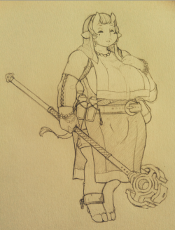 red-winged-angel:  I doodled up the cow-minotaur healer for my