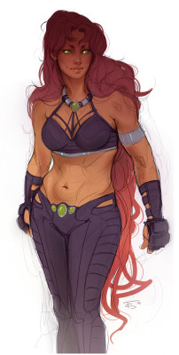 feliciasmithart:  Starfire costume redesign for fun :> (SAI)