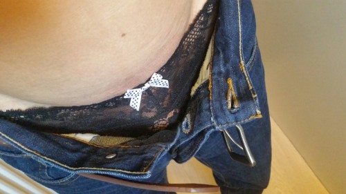 sissyboi75:Took a risk today and ventured outside today wearing my wifes panties and stockings underneath my jeans, hope you guys like what you see â™¡x It’s such a rush going outside, feeling sexy panties under your jeans…..