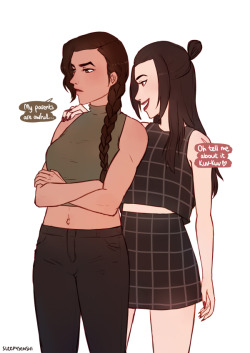 sleepysenshi:kicking off femslash feb with kuv and azula bonding