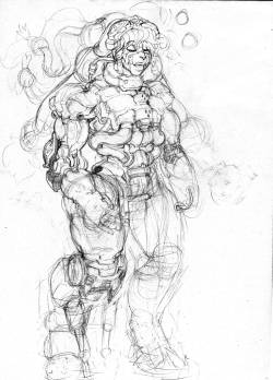 snaokidoki:  Old PicPencil sketch of my original character. Cyborg.