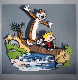 curlicuecal:  Calvin and Hobbes papercraft for my brother. <3