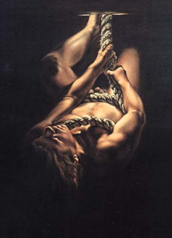 Untitled (Rope III) by J. Ande, 1996, 72" x 49", oil