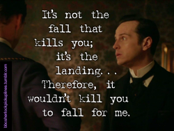 â€œItâ€™s not the fall that kills you; itâ€™s the landing&hellip; Therefore, it wouldnâ€™t kill you to fall for me.â€