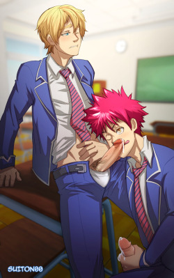 suiton00nsfwdrawings:  Shokugeki no Soma - Soma X Takumiit’s