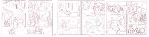 fatline:  Puddin’ on the Pounds: Comic Thumbnails 36 pages weight gain comic WIP (done during tonight’s Picarto Stream) featuring my OC’s Pitstop Puddin’ and Lady Luljetta, coming before Halloween! 