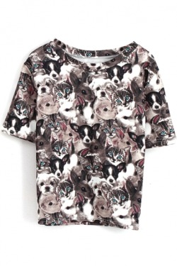 randompic:  buy it here1/ Cat and Bunny Print Round Neck Short